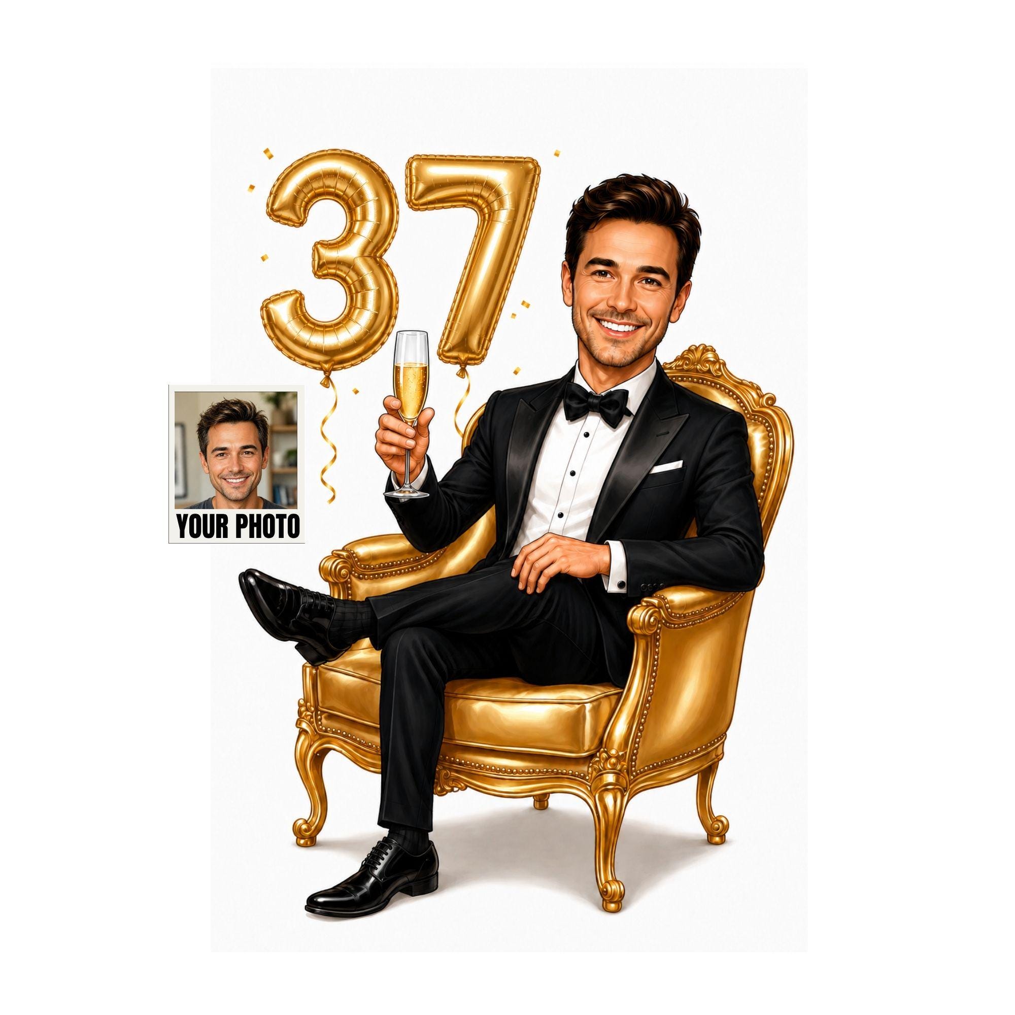 37th Birthday Cartoon Portrait for Him from photo