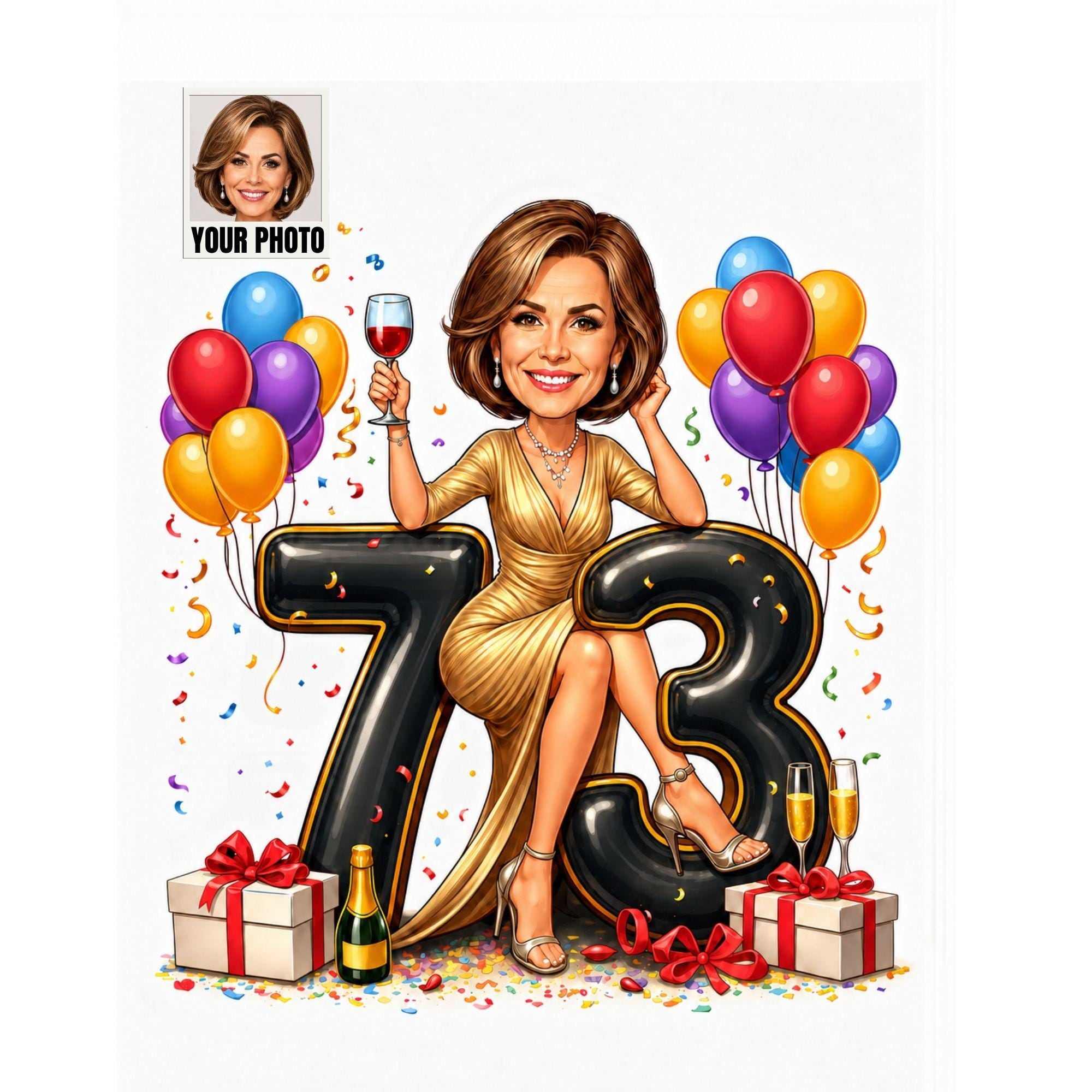 Custom 73rd Birthday Caricature from photo