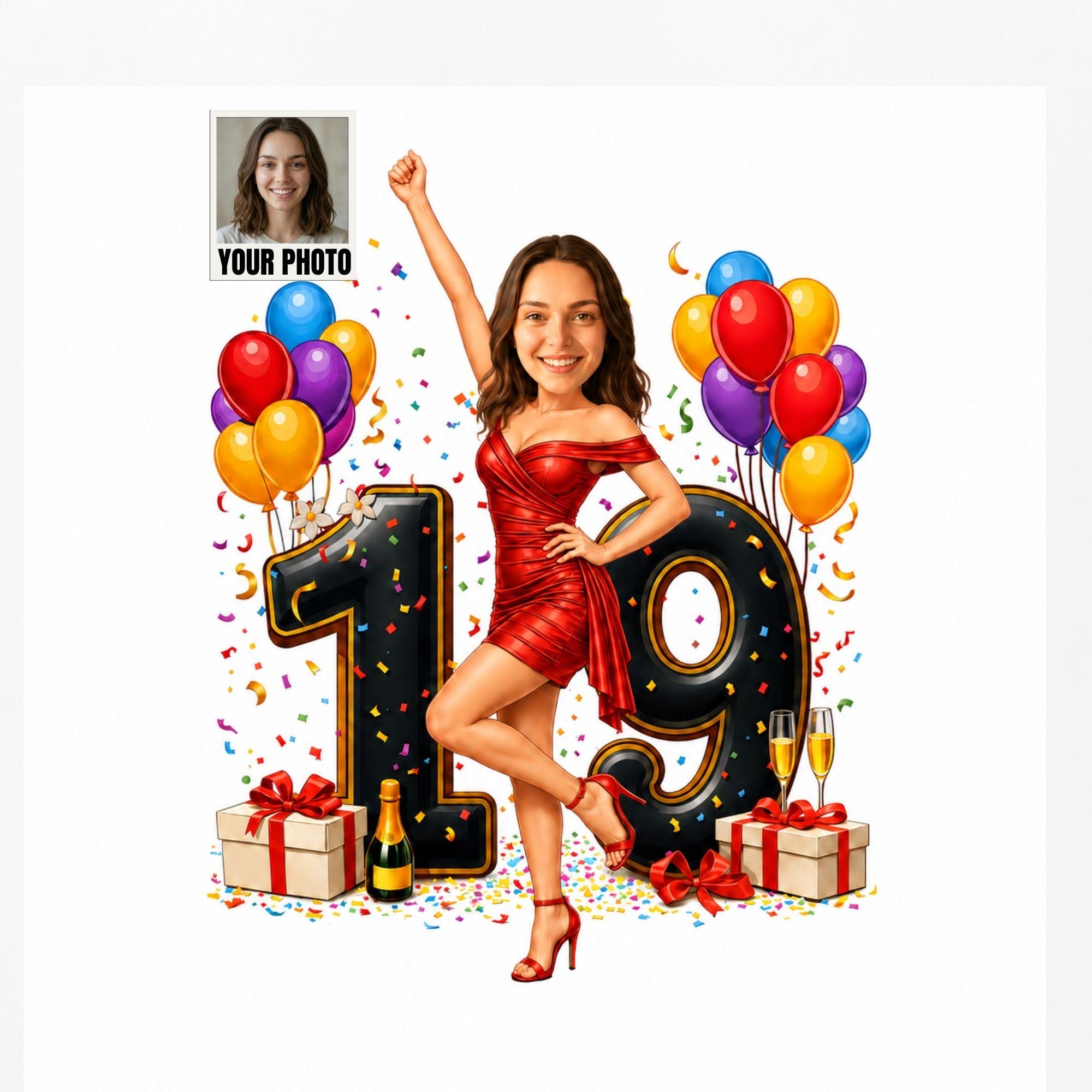 Custom 19th Birthday Caricature from photo