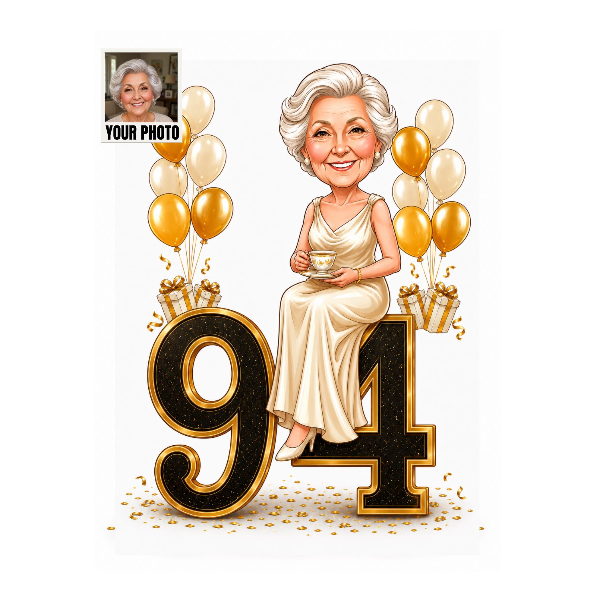 Custom 94th Birthday Caricature from photo