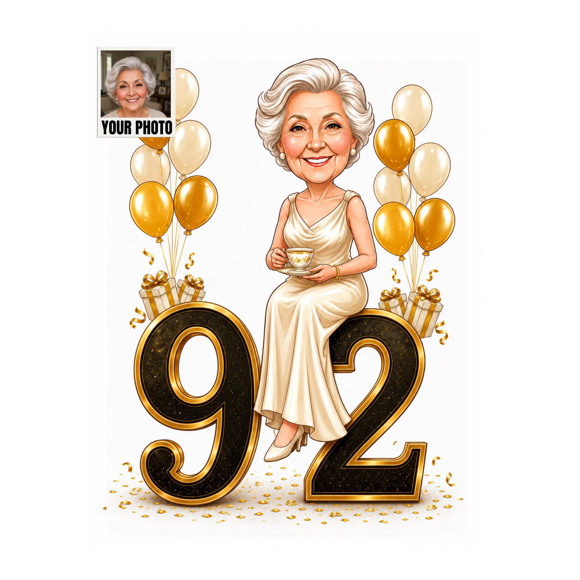 Custom 92nd Birthday Caricature from photo