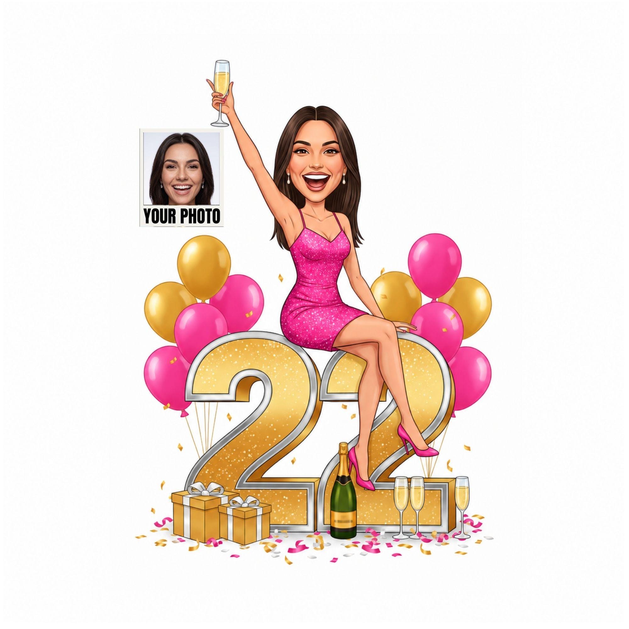 Custom 22nd Birthday Caricature from photo