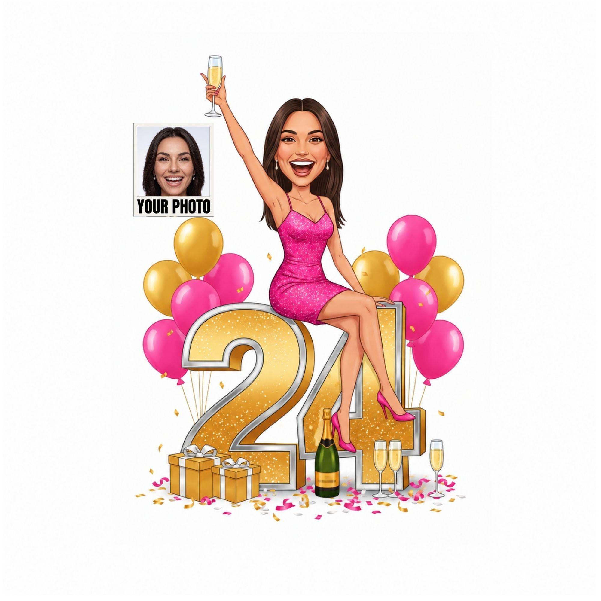 Custom 24th Birthday Caricature from photo