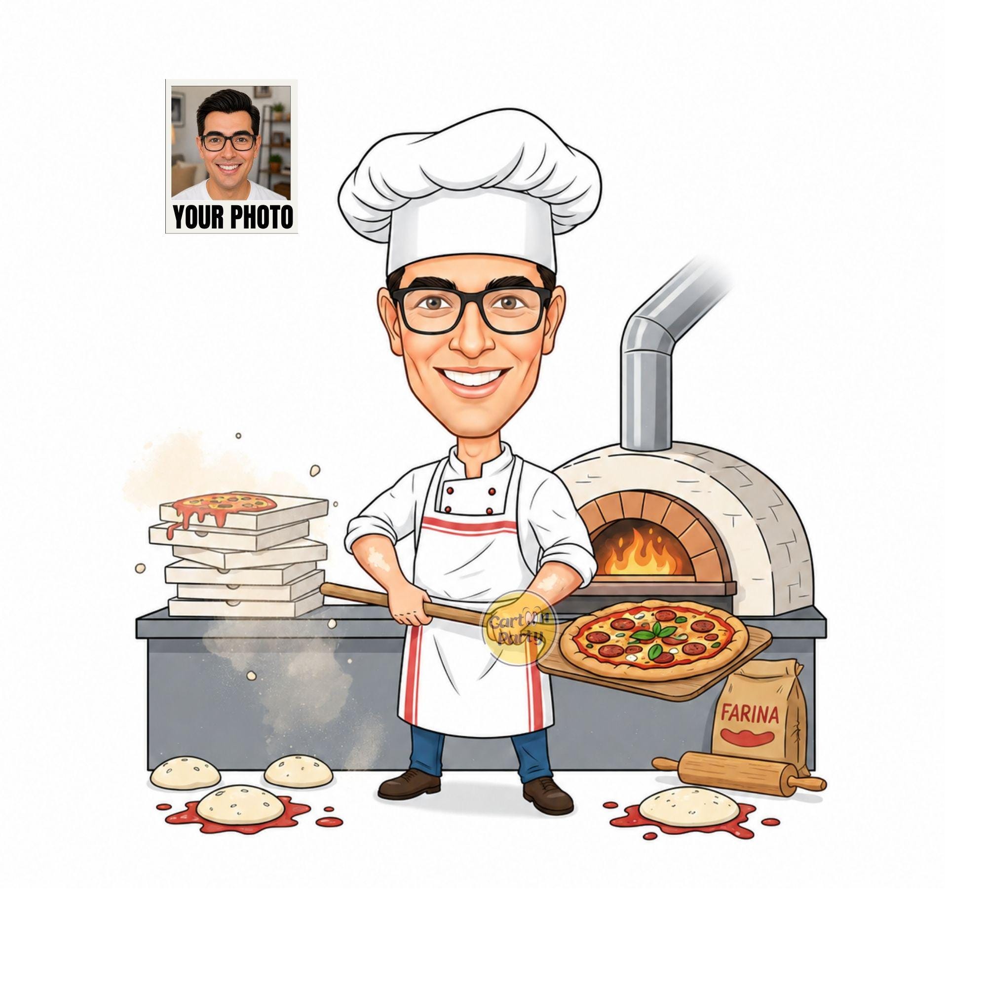 Pizza Chef Caricature from Photo from photo