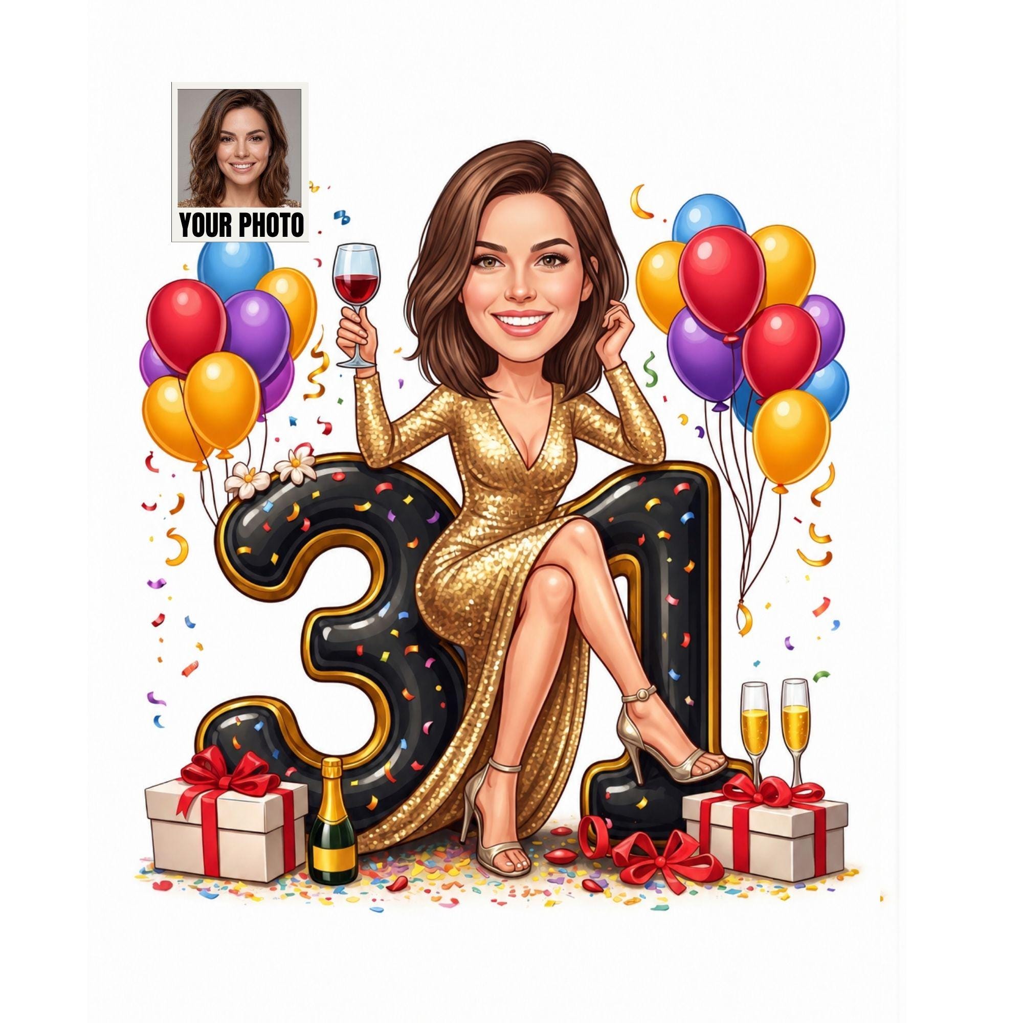 Custom 31st Birthday Caricature from photo