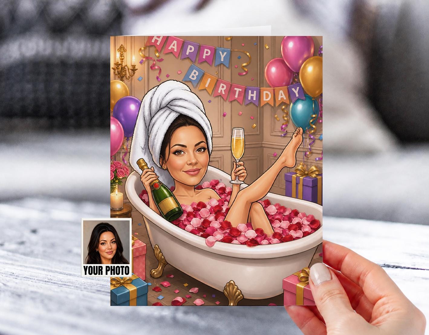 Caricature Birthday Card For Her from photo