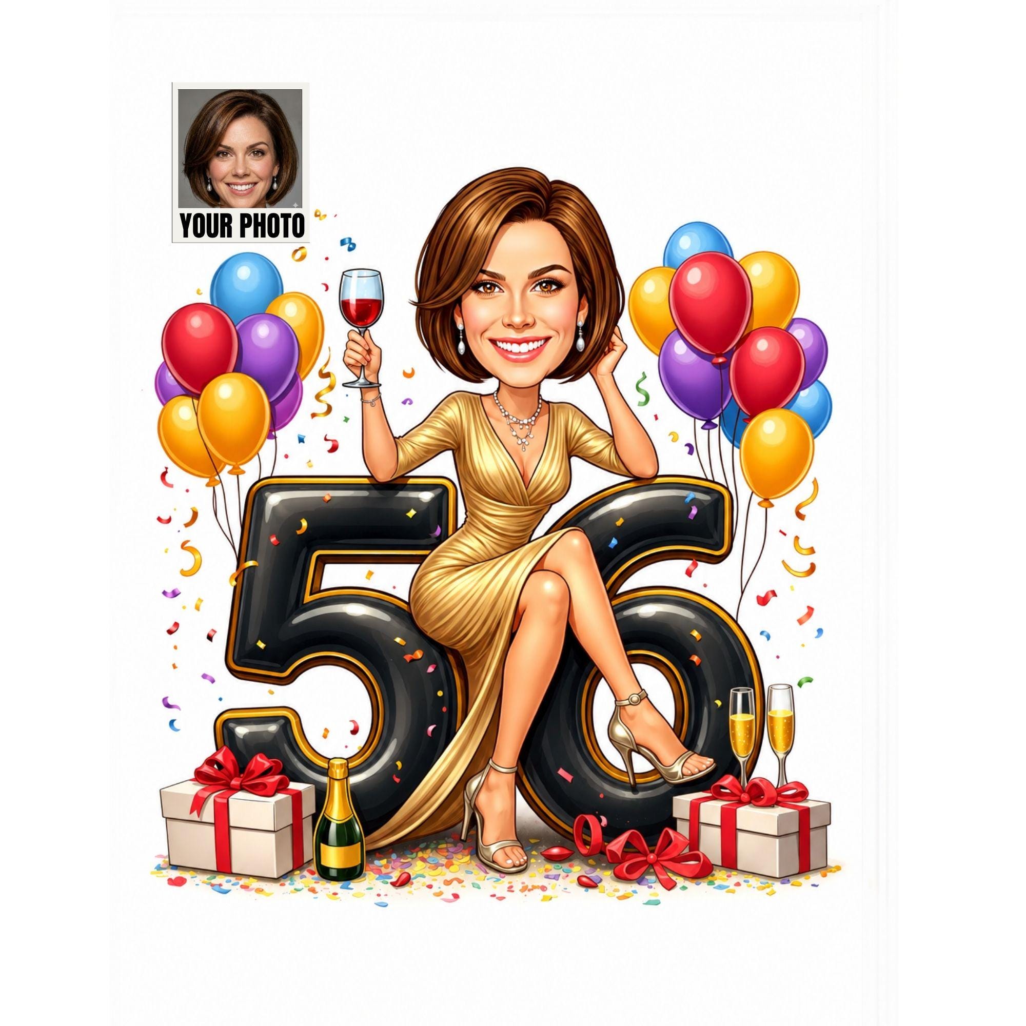 Custom 56th Birthday Caricature from photo