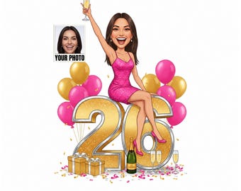 Custom 26th Birthday Caricature, Funny 26th Birthday Gift, 26th Birthday Cartoon Portrait, 26th Birthday Decorations, 26th Birthday Card