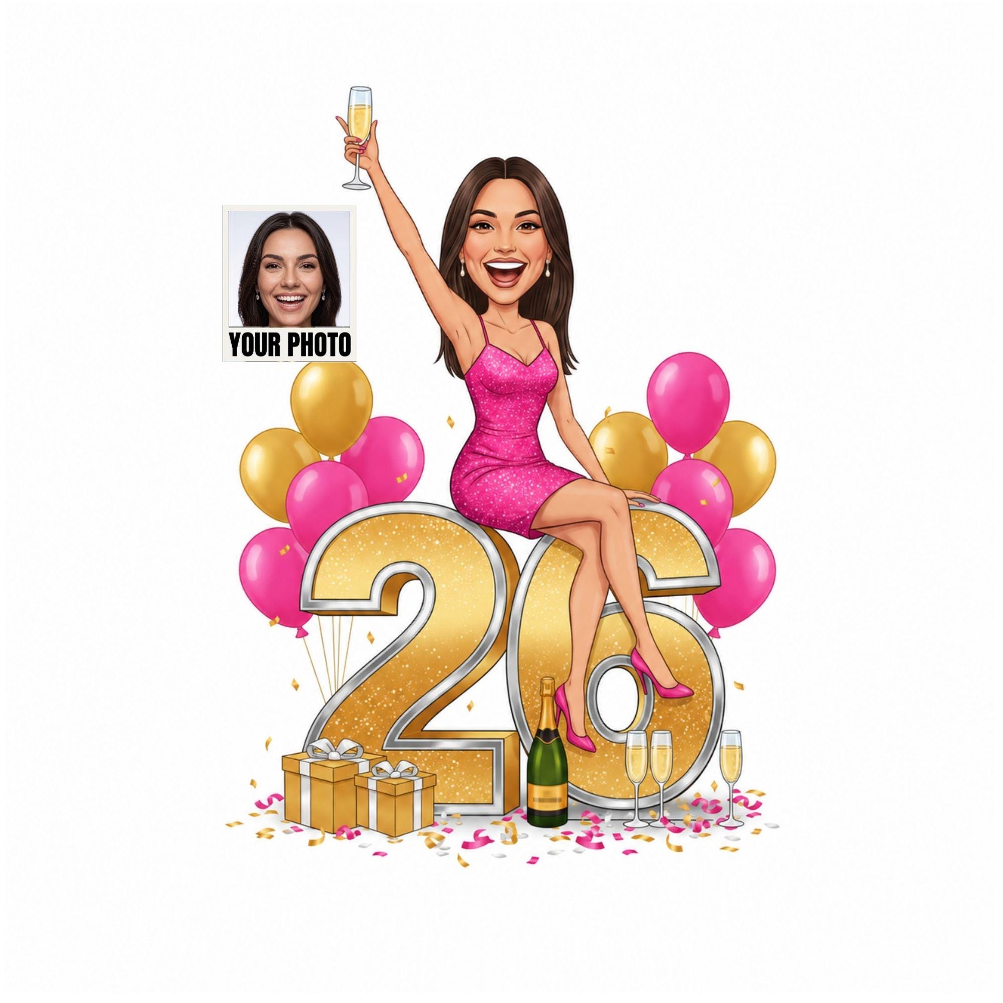 Custom 26th Birthday Caricature from photo