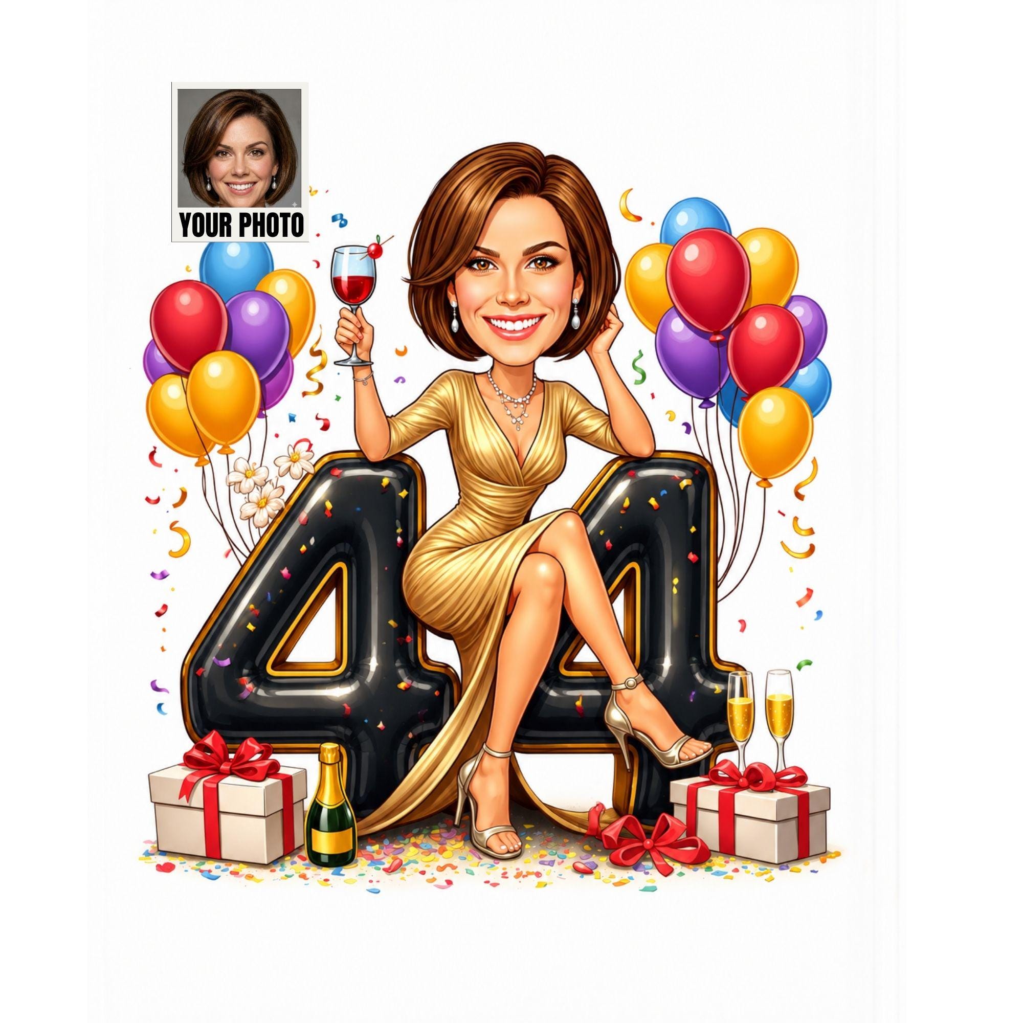 Custom 44th Birthday Caricature from photo