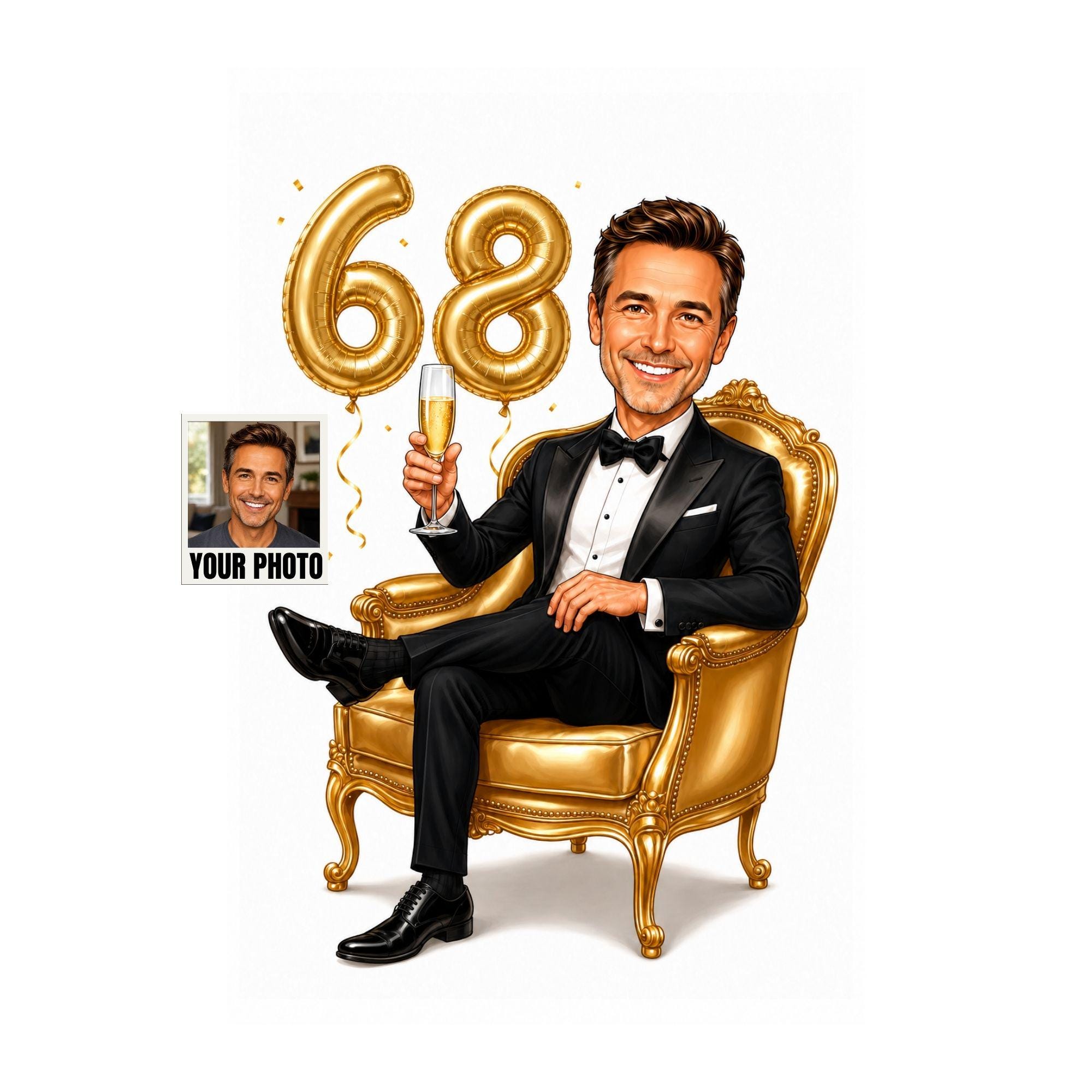 68th Birthday Cartoon Portrait for Him from photo