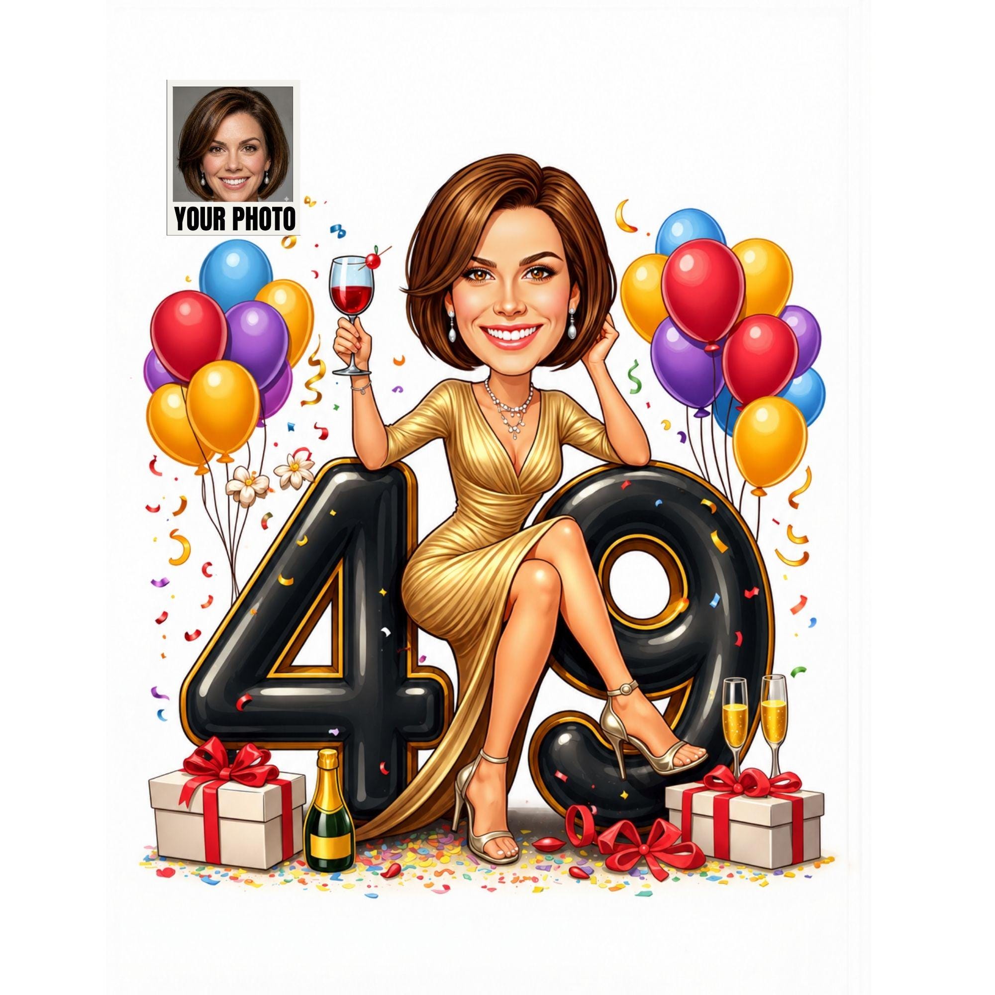 Custom 49th Birthday Caricature from photo