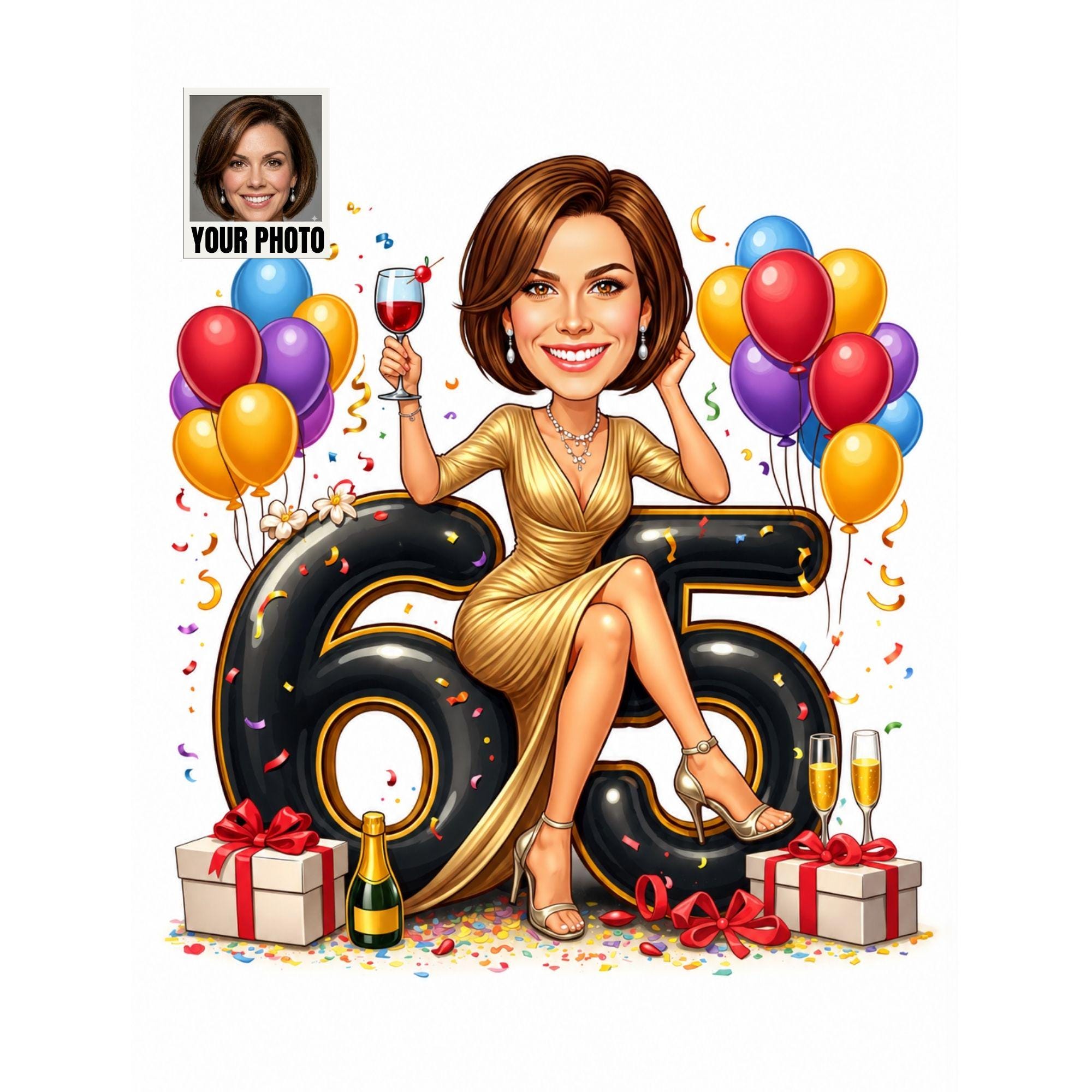 Custom 65th Birthday Caricature from photo