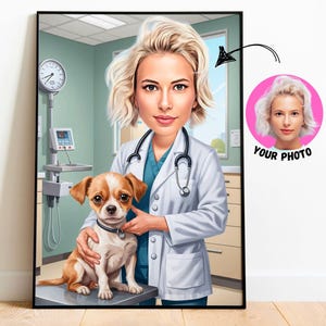 Gift for Vet, Custom Veterinarian Portrait,  Personalized Vet Cartoon Art, Custom Caricature for Animal Lovers