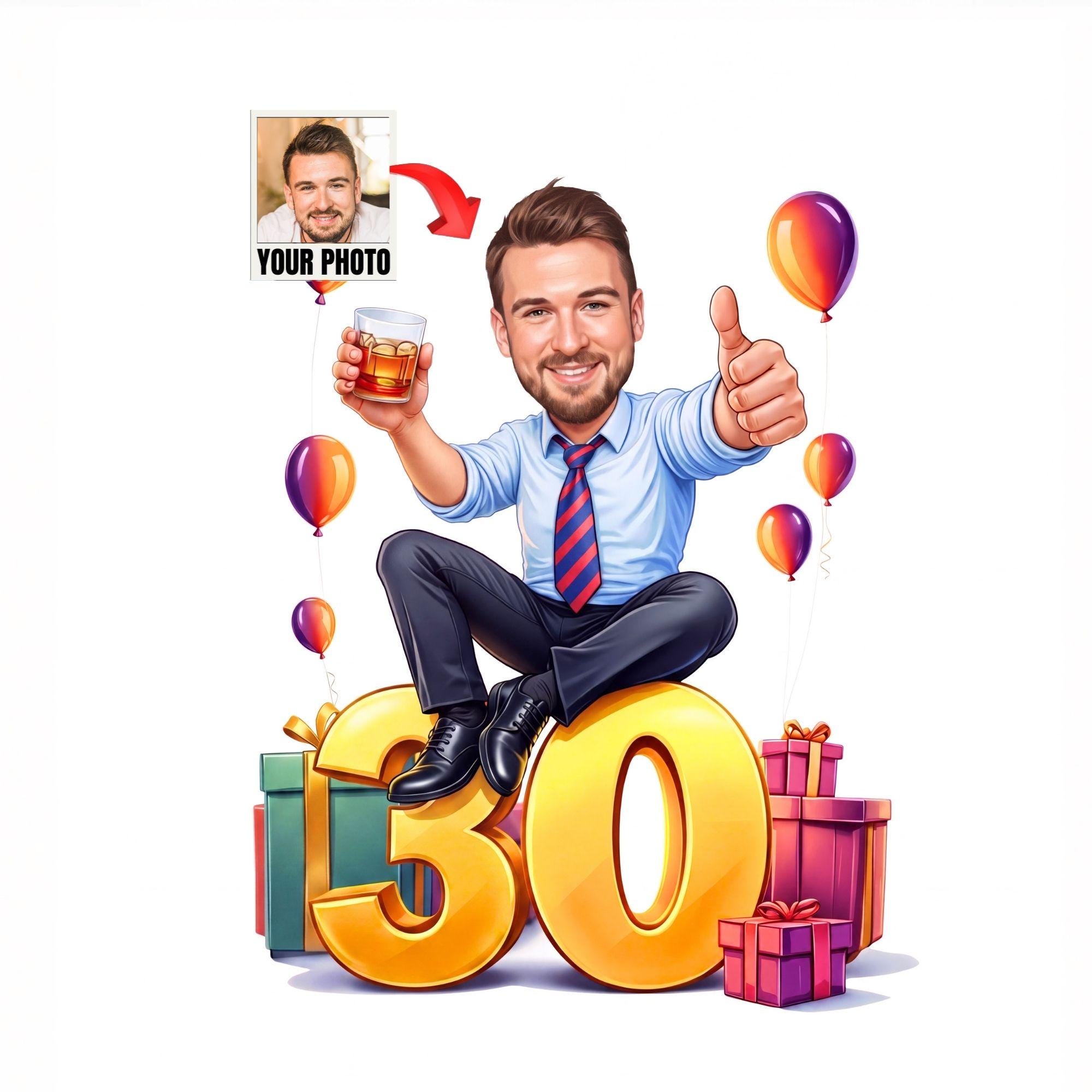 Custom 30th Birthday Caricature from photo