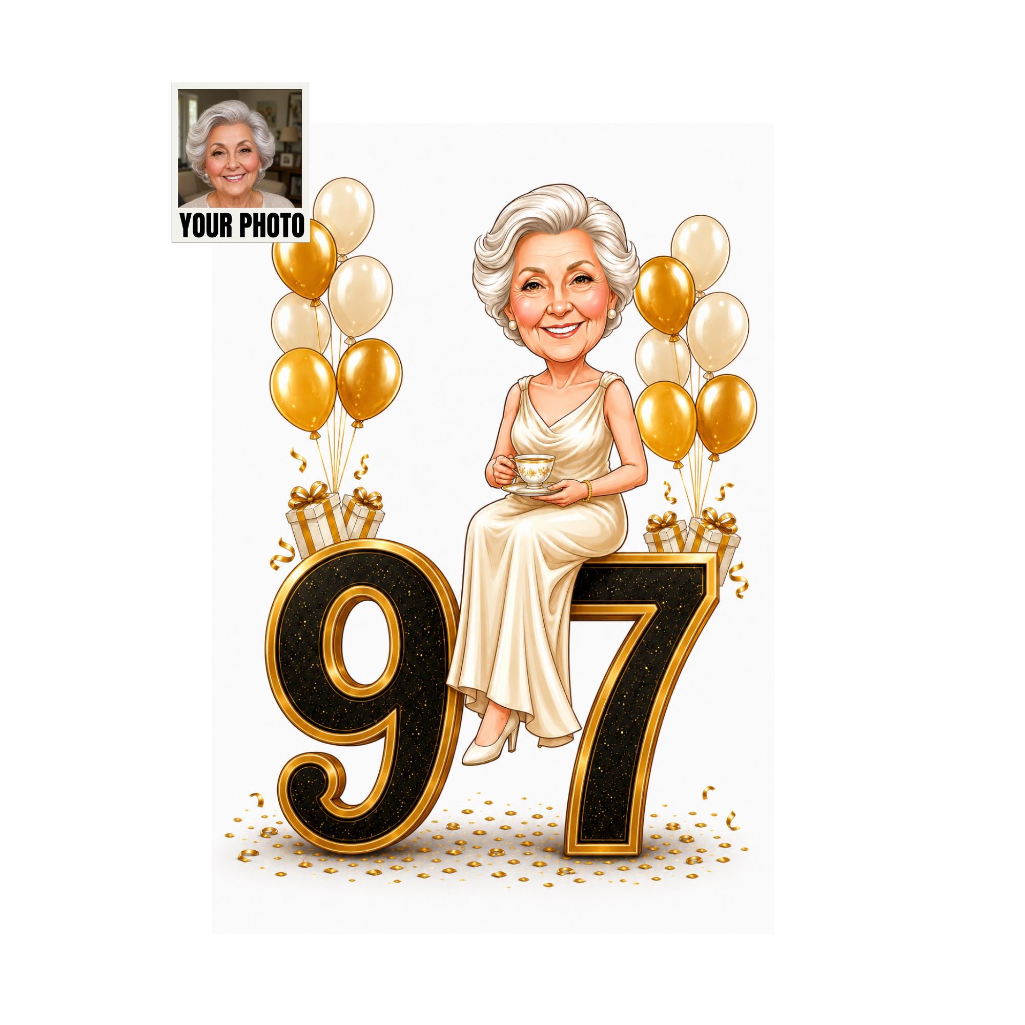 Custom 97th Birthday Caricature from photo