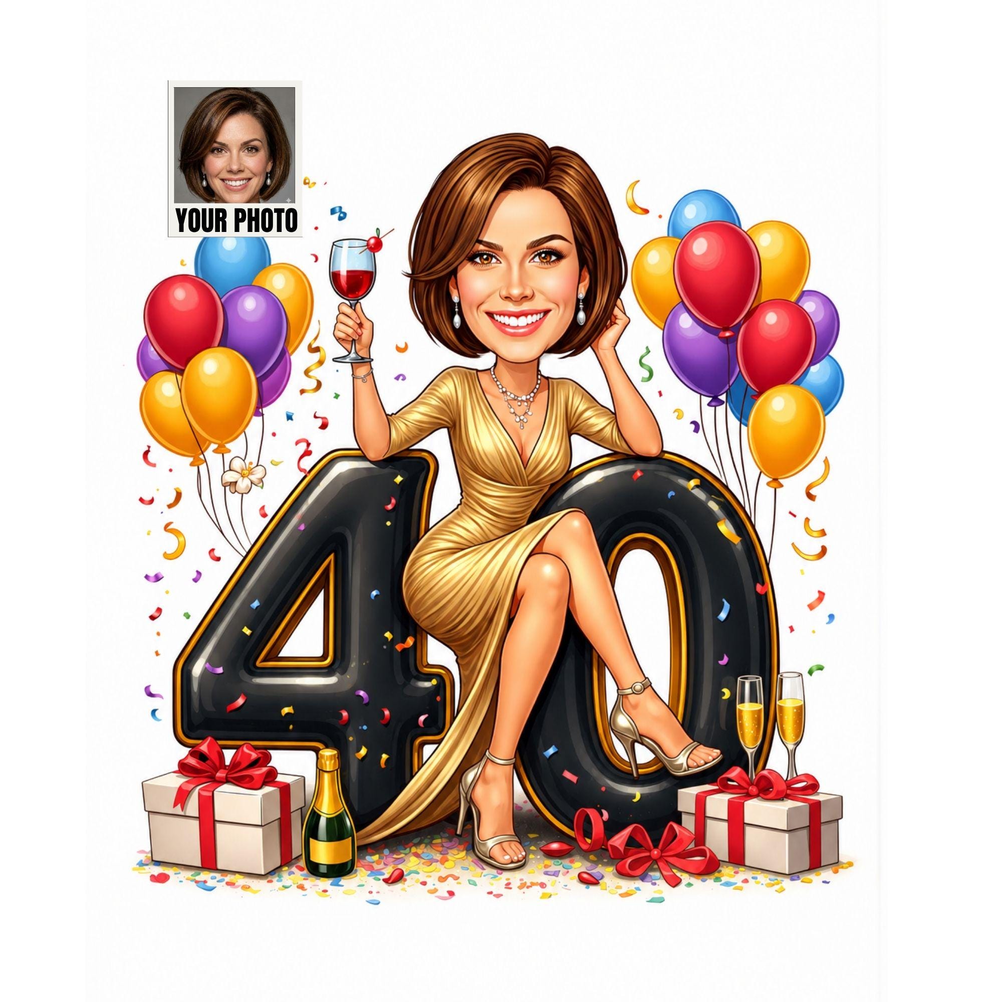 Custom 40th Birthday Caricature from photo