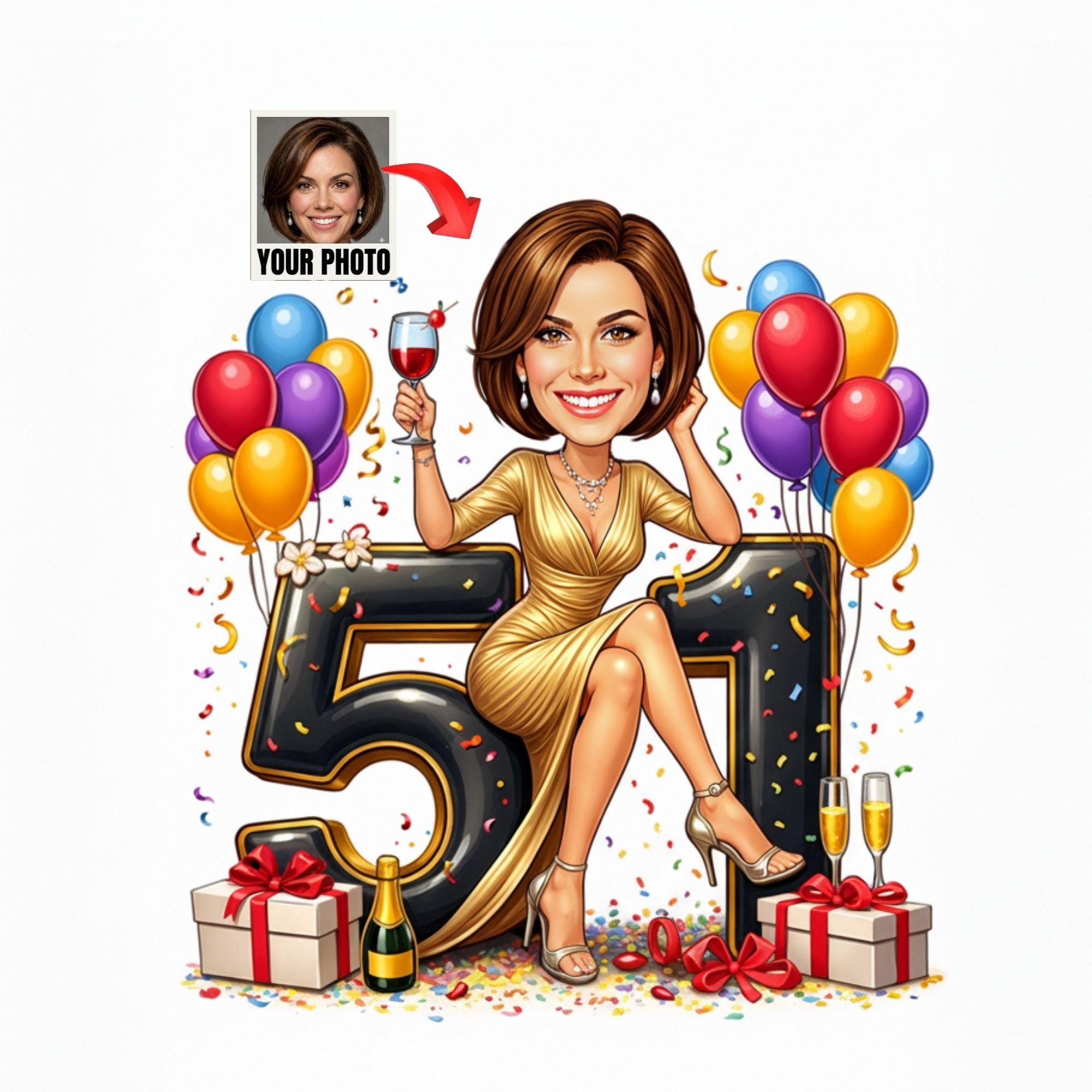 Custom 51st Birthday Caricature from photo