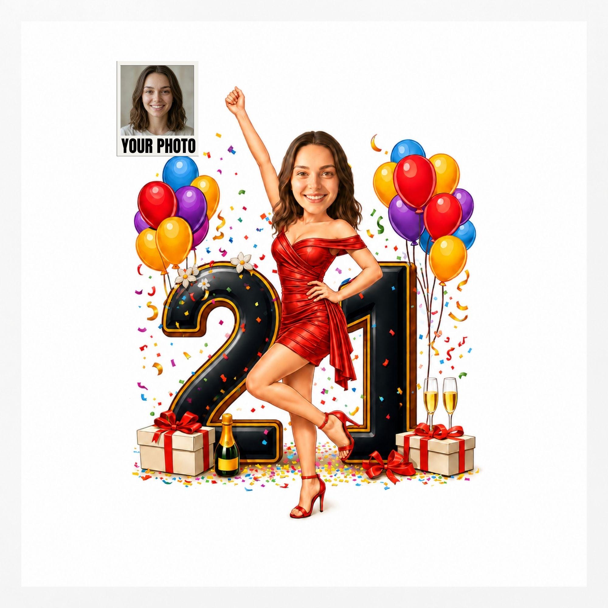21st Birthday Cartoon Portrait from photo