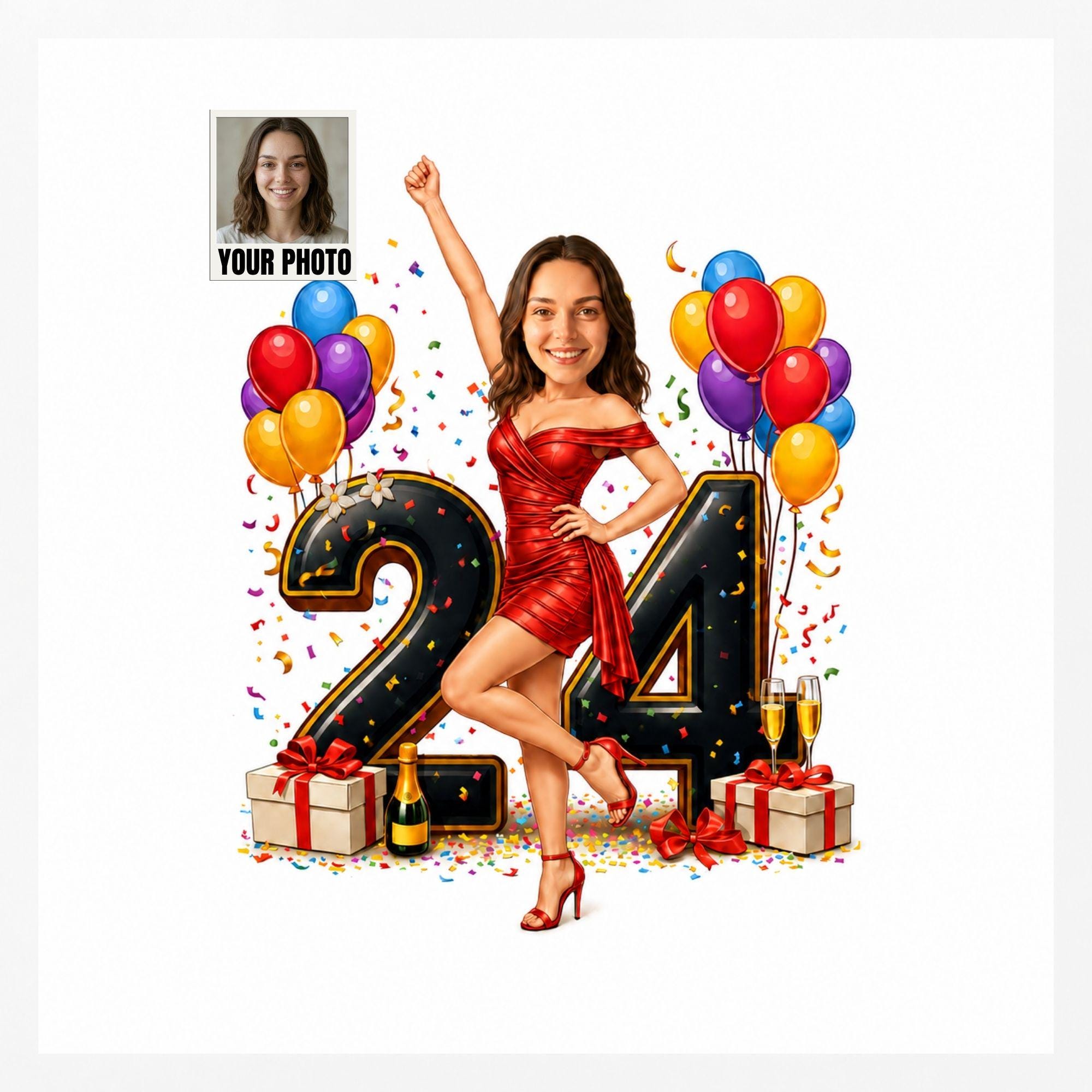 24th Birthday Cartoon Portrait from photo