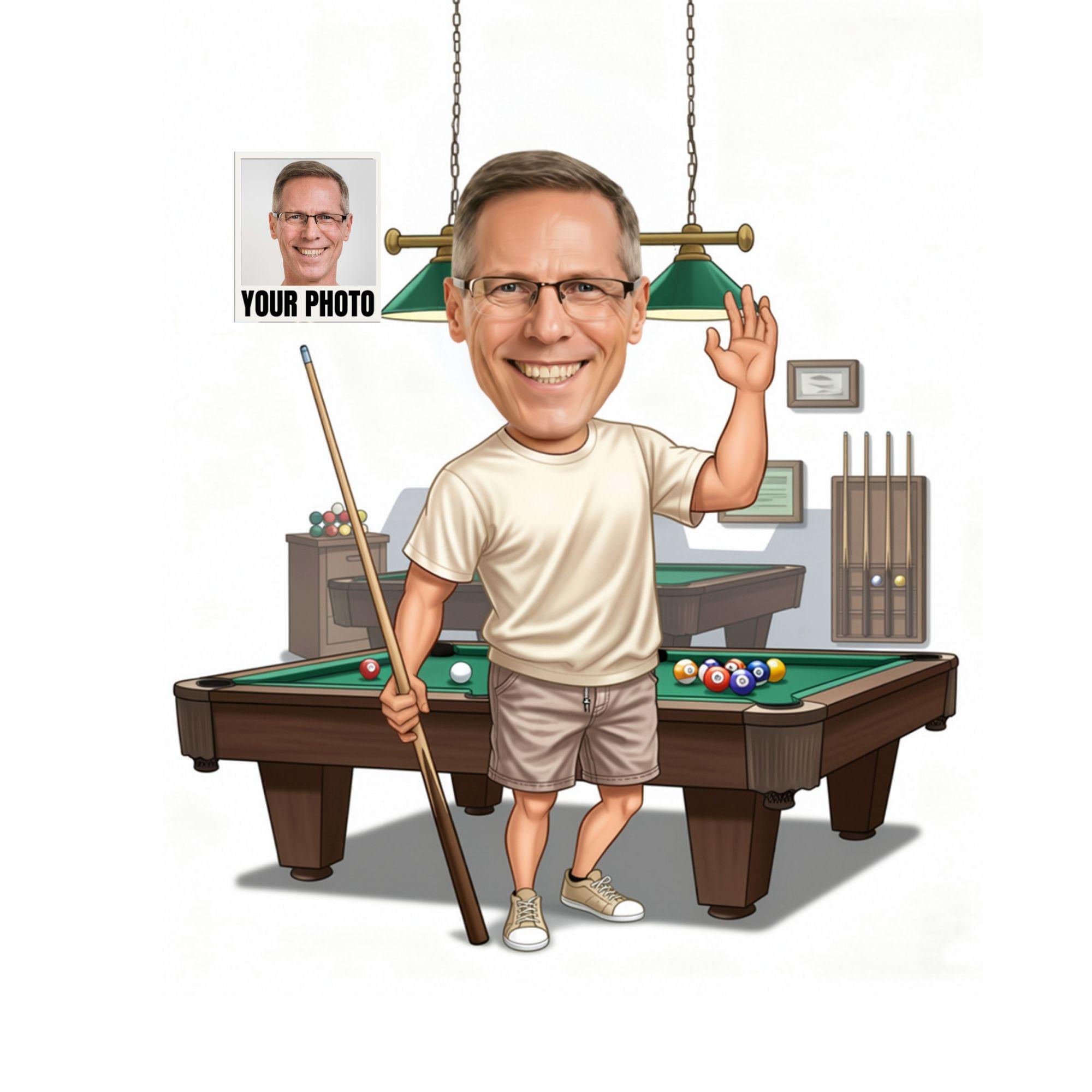 Custom Pool Player Caricature from photo
