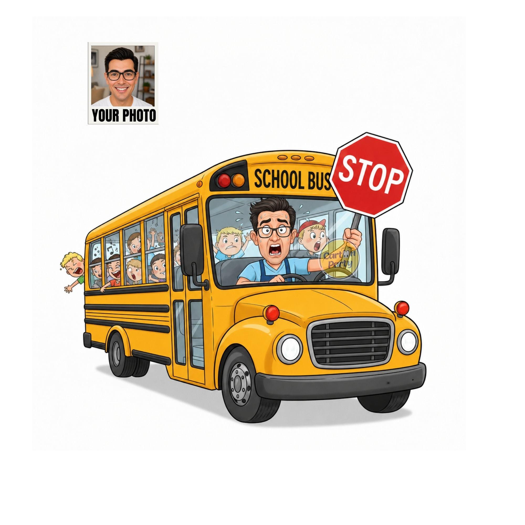 School Bus Driver Caricature from Photo from photo