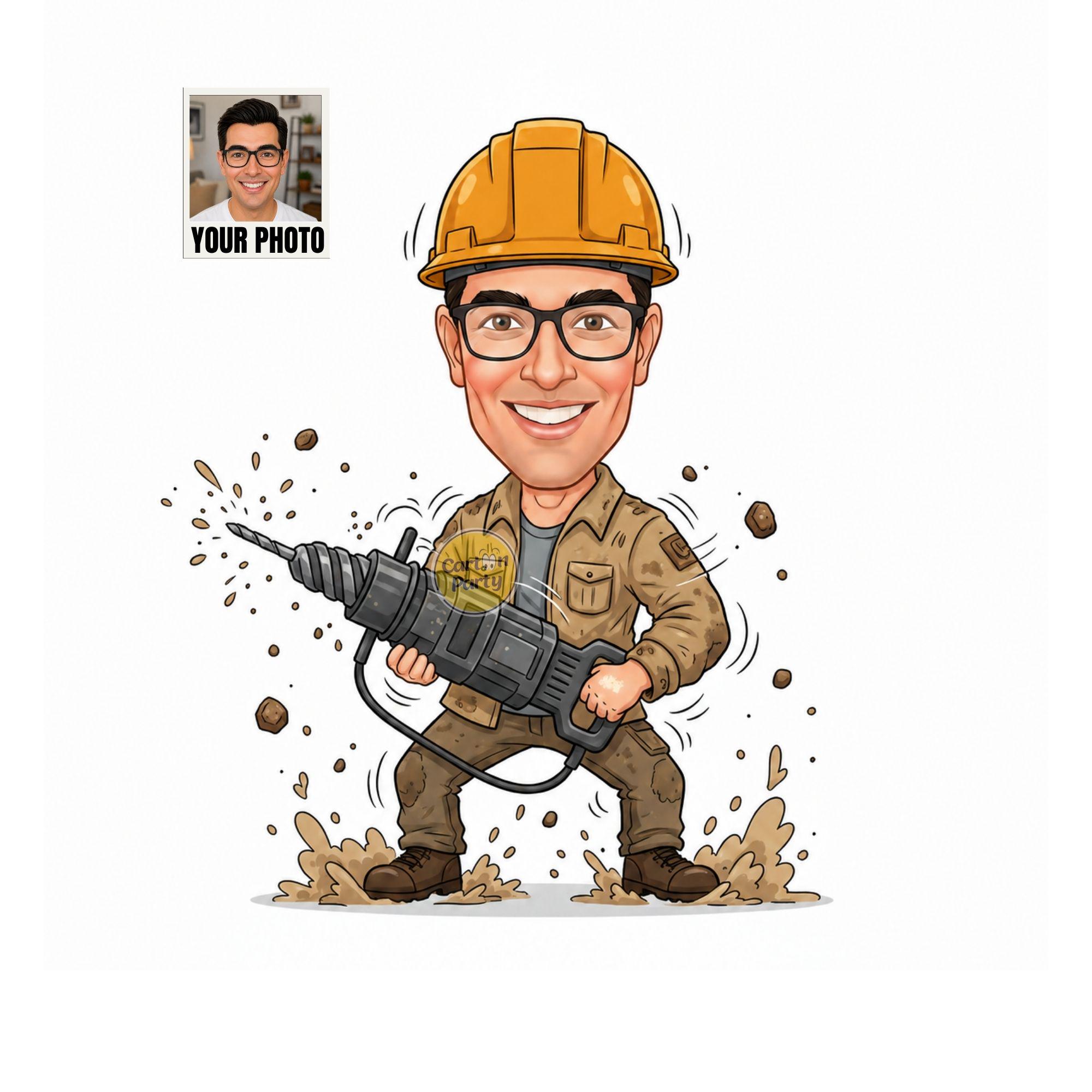 Construction Worker Caricature from Photo from photo