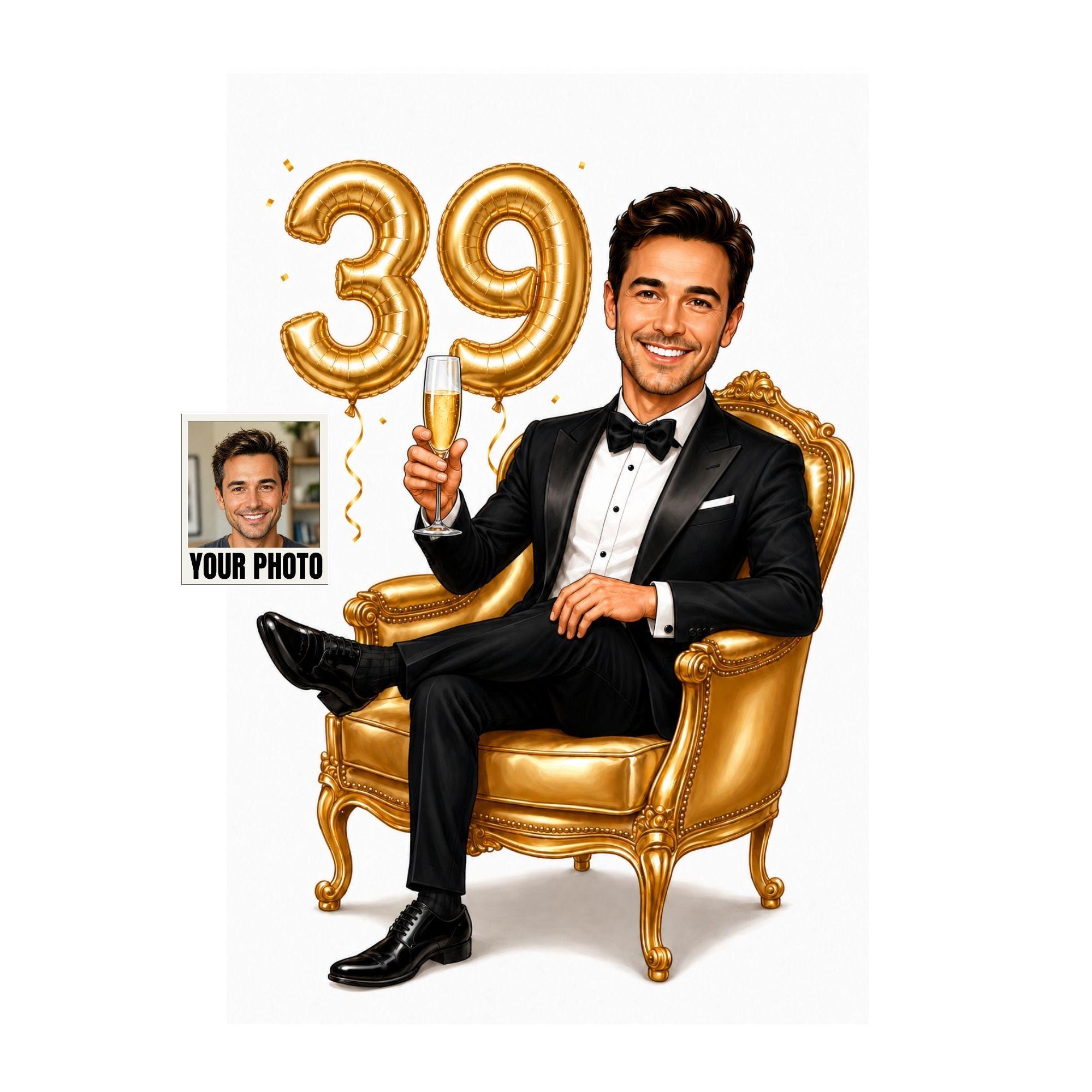 39th Birthday Cartoon Portrait for Him from photo