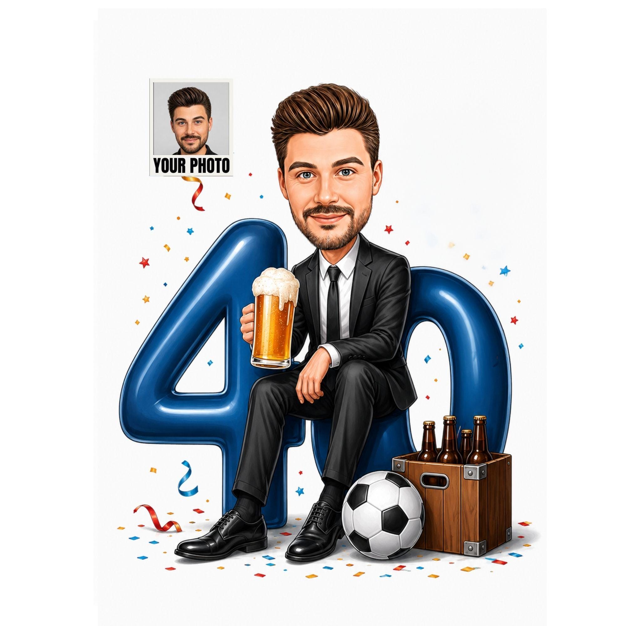 Football Caricature 40th Birthday Card from photo