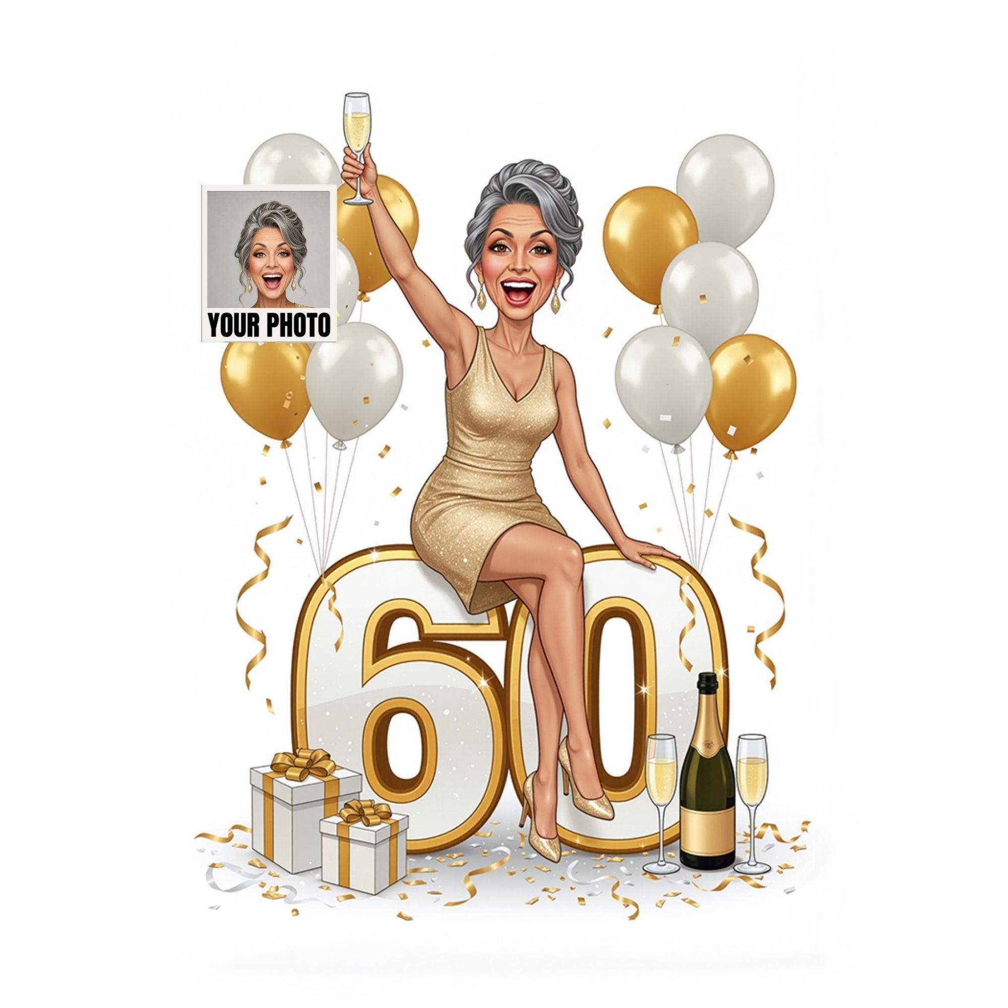 60th Birthday Caricature from Photo from photo