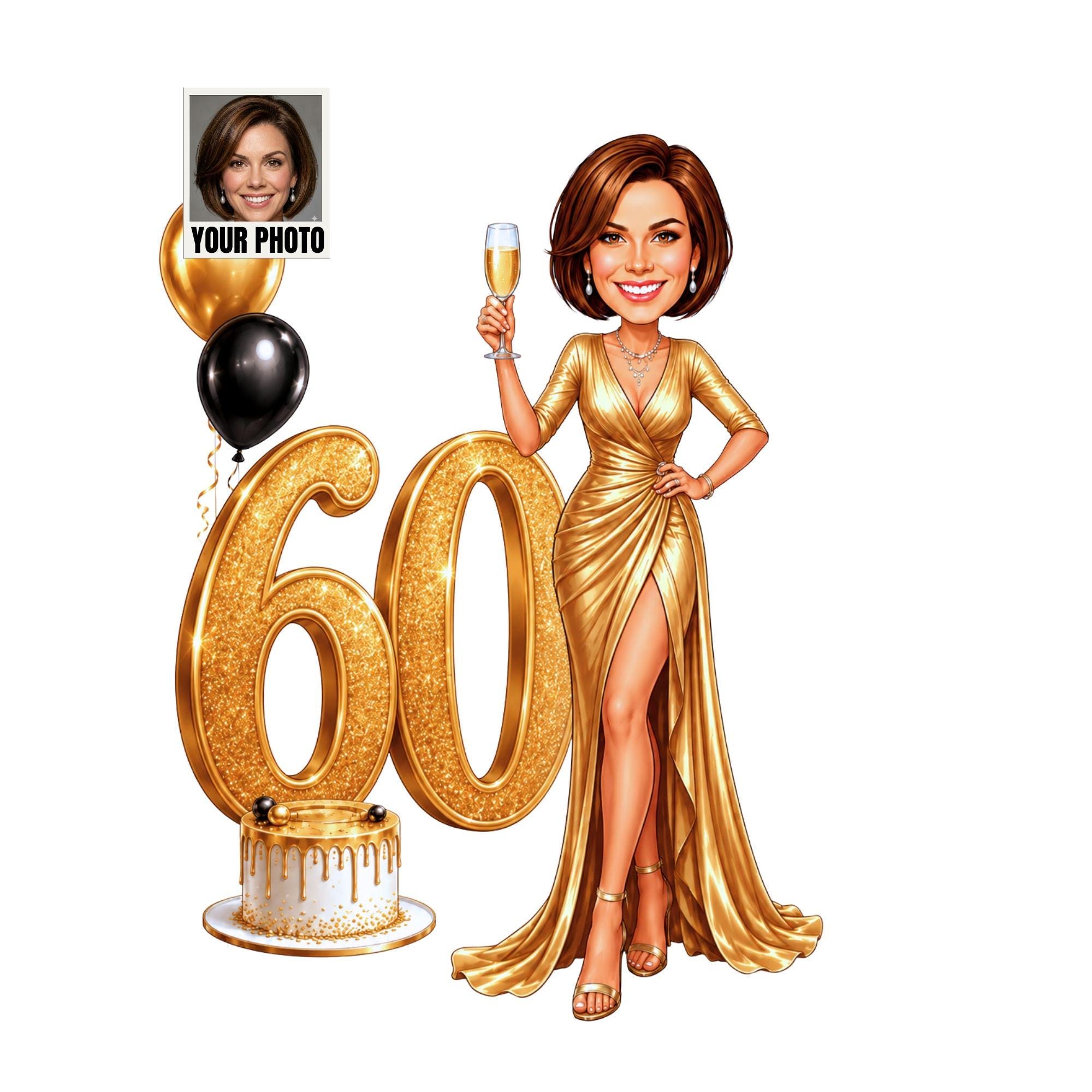 Personalised 60th Birthday Card for Her from photo