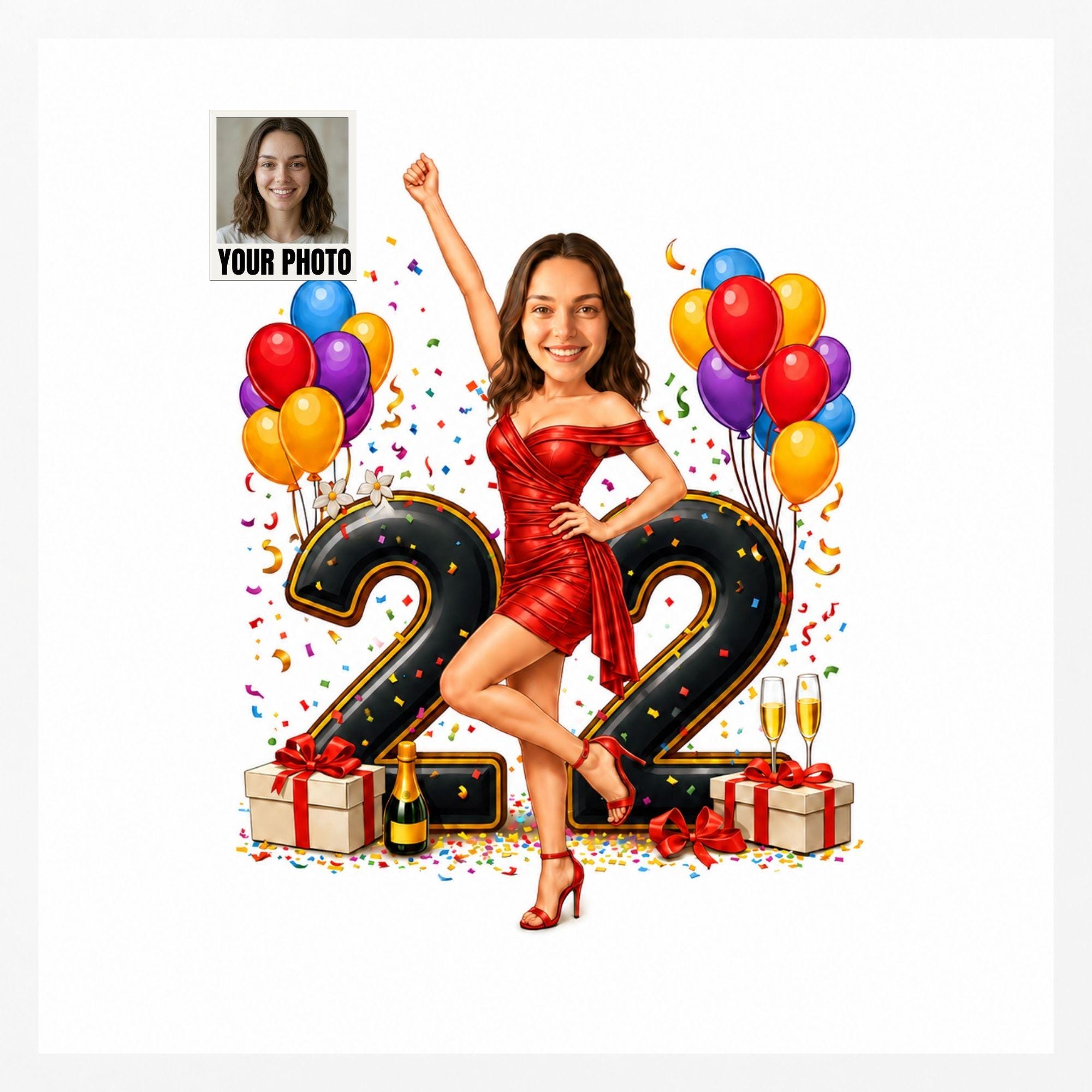 22nd Birthday Cartoon Portrait from photo