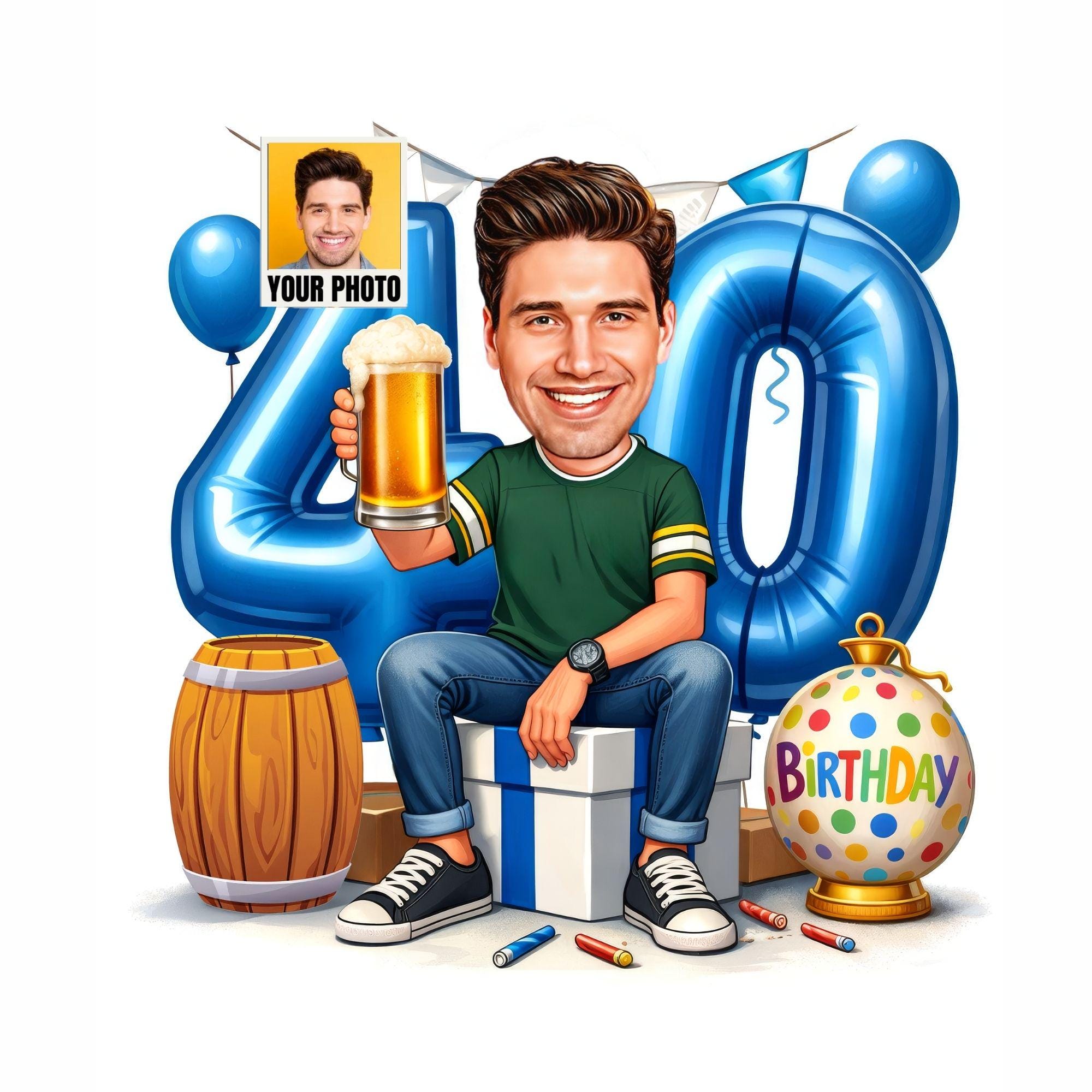 Custom 40th Birthday Caricature from photo