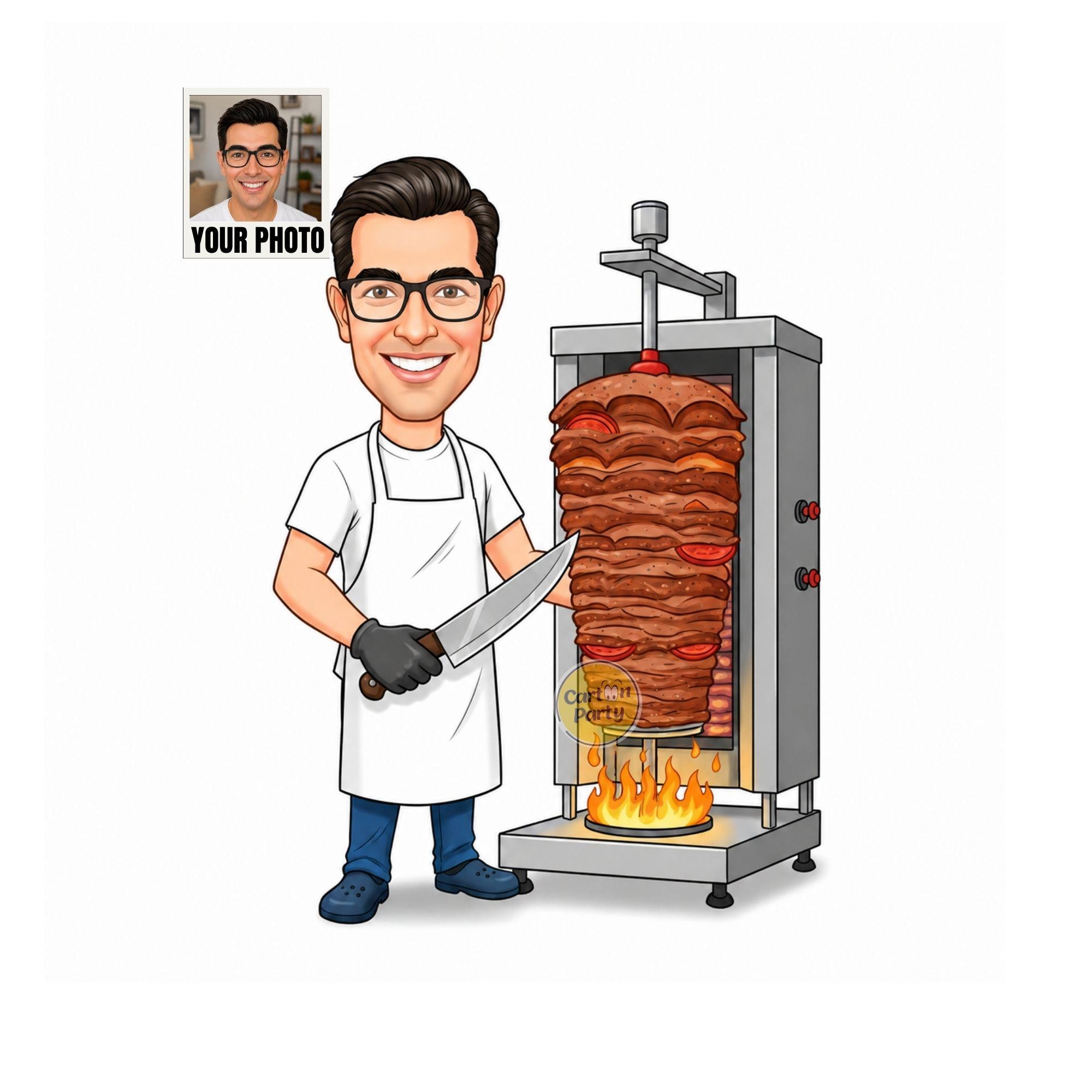 Kebab Chef Caricature from Photo from photo