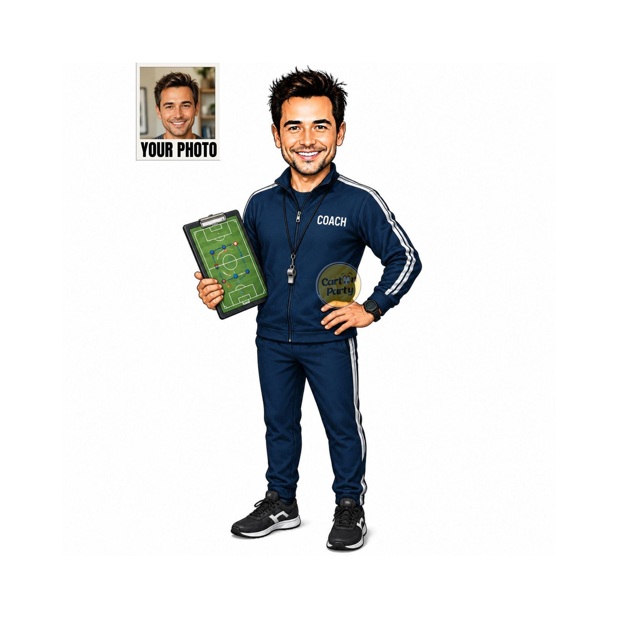 Football Coach Cartoon Portrait from Photo from photo