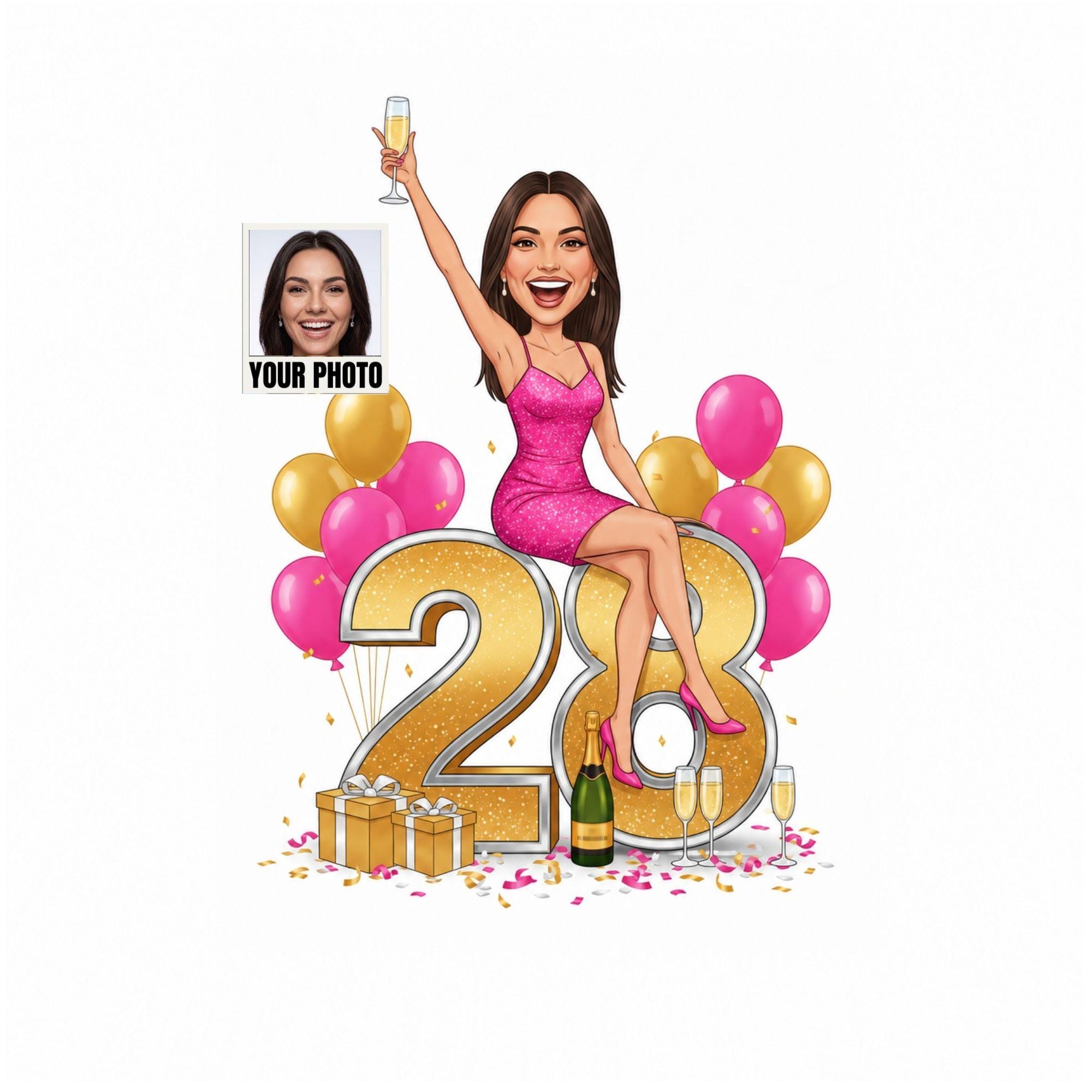 Custom 28th Birthday Caricature from photo