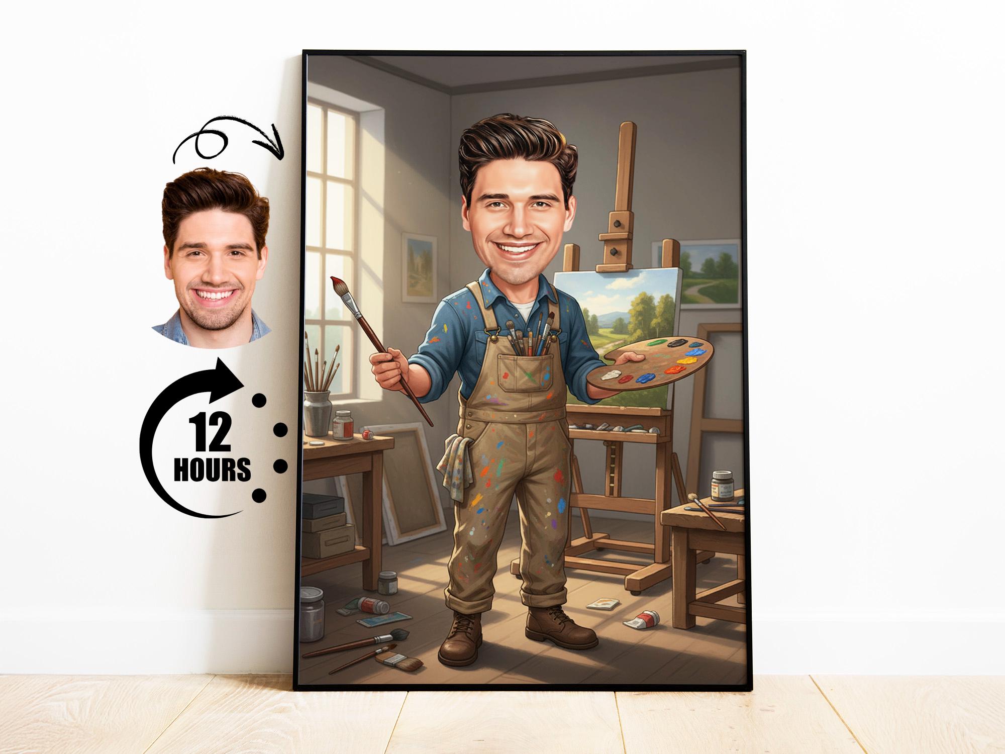 Painter Caricature from Photo from photo