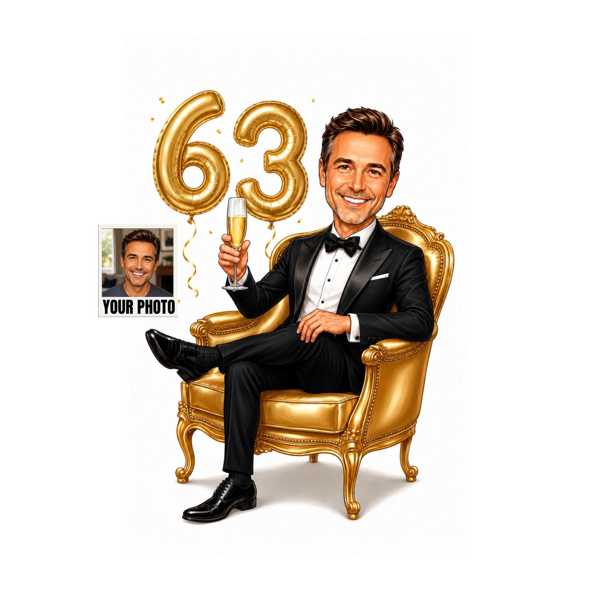 63rd Birthday Cartoon Portrait for Him from photo