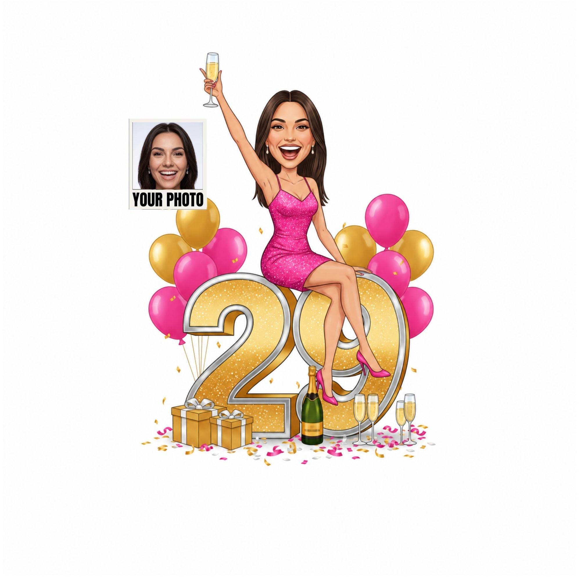 Custom 29th Birthday Caricature from photo
