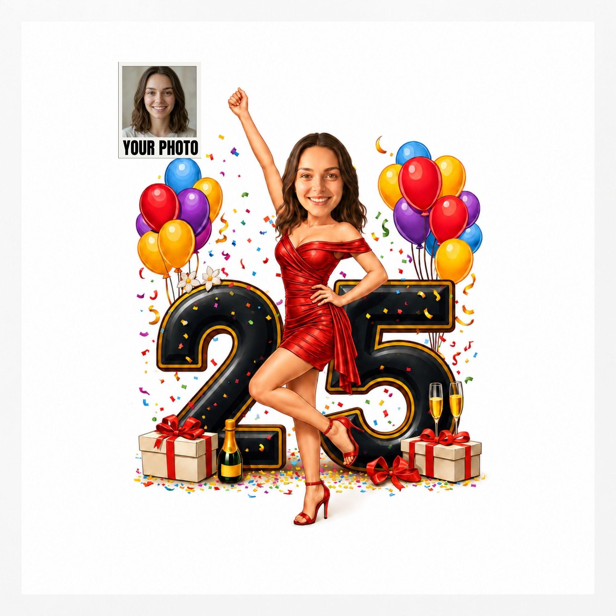 25th Birthday Cartoon Portrait from photo