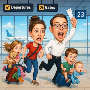 Funny Caricature from Photo, Family Group Caricature, Custom Cartoon Portrait for 4+ People, Personalized Gift for Family