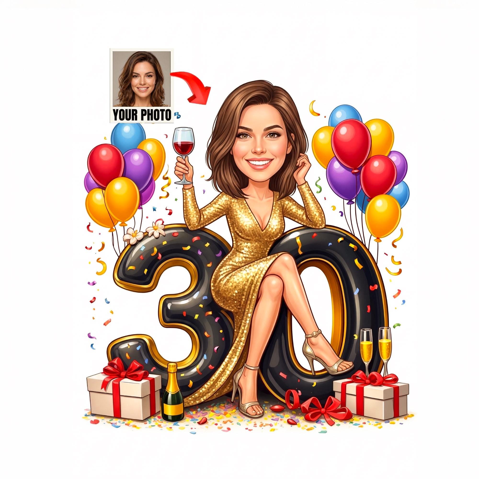 Custom 30th Birthday Caricature from photo