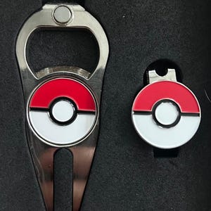 PokeBall Golf Ball Marker Kit- Divot Tool, Magnetic Hat Clip , 2 Ball markers