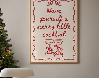 Festlicher Weihnachtscocktail Print: Feiertagsstimmung Wandkunst (PDF & JPG)