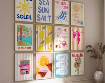 60 Piece Summer Coastal Gallery Wall Art Set (Digital Download
