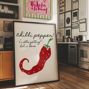 Chilli Pepper Wall Art | Spicy Kitchen Print | Retro Food Poster
