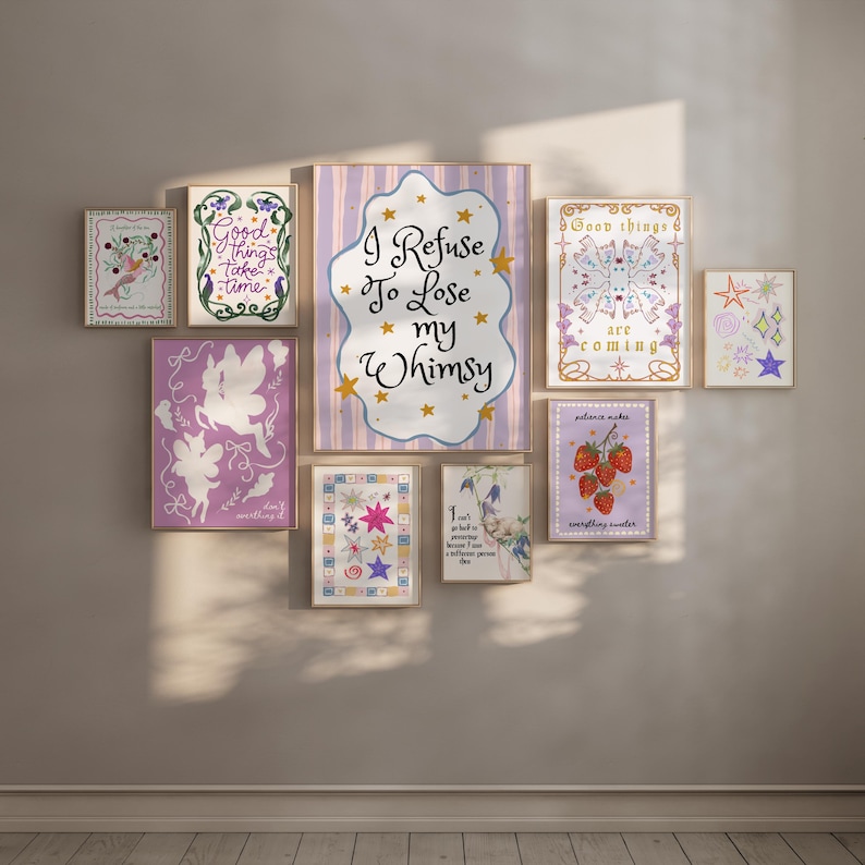 40 Mega Whimsical Gallery Wall Set, Whimsy Dopamine Decor Bundle, Eclectic Cottagecore Prints, Maximalist Room Decor, Aesthetic Posters image 5