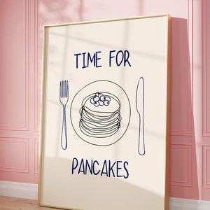 Time for Pancakes Wall Art - Hand-Drawn Kitchen Print - Breakfast Poster - Food Print  - Instant Download