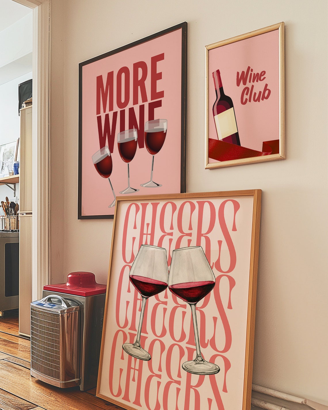 3 WINE Wall Art Bundle Set Elegant Wine Themed Wall Art trendy Poster ...