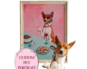 Custom Pet Portrait Digital Download | Dopamine Pet Illustration | Retro Vintage Style Pet Art Commission | Funny Personalized Dog Mom Gift